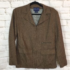 Ralph Ralph Lauren Brown Wool Zip Blazer Jacket